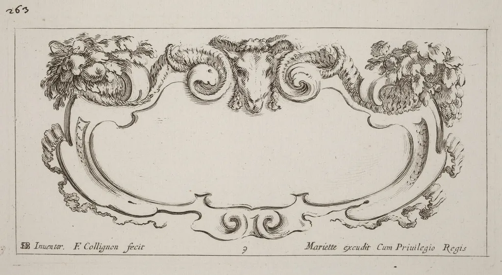 Cartouche, by François Collignon, ink, 1646
