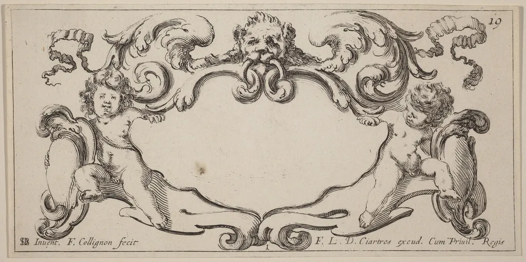 Cartouche, by François Collignon, ink, 1646