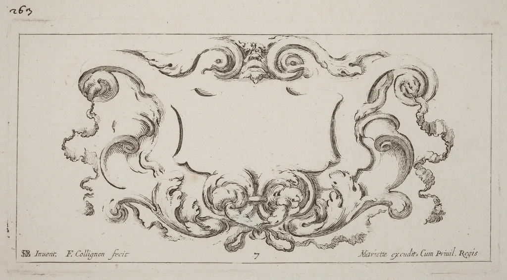 Cartouche, by François Collignon, ink, 1646