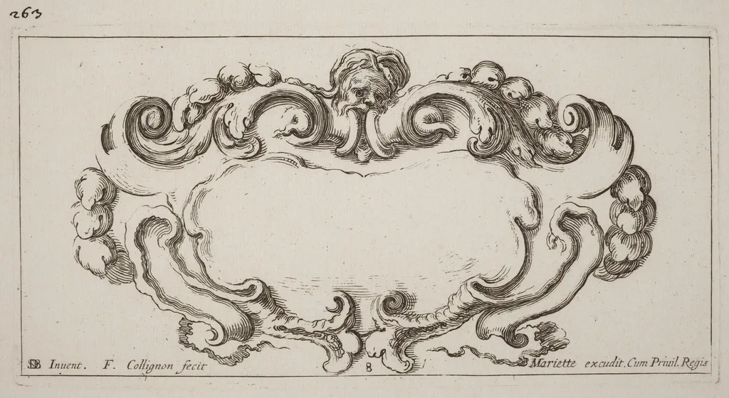 Cartouche, by François Collignon, ink, 1646