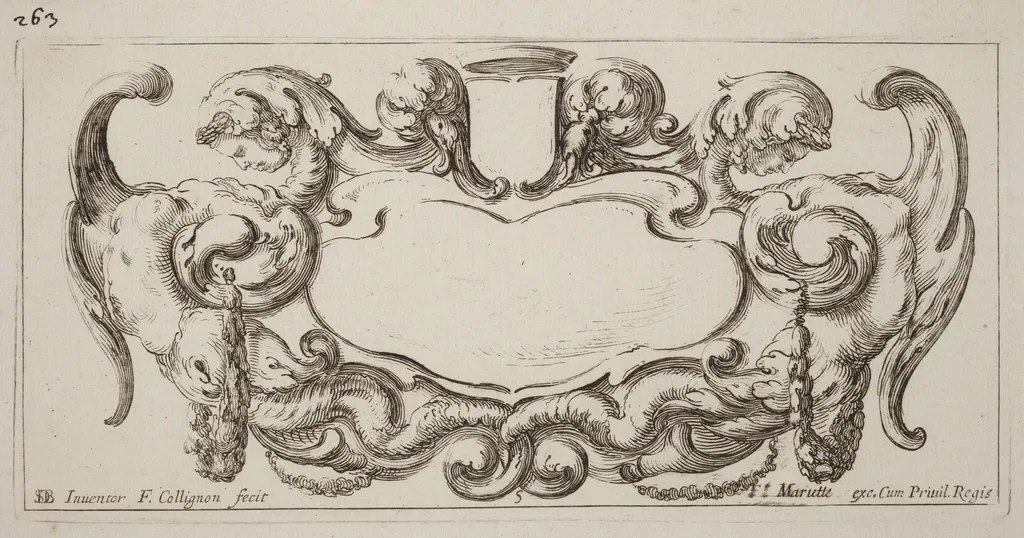 Cartouche, by François Collignon, ink, 1646