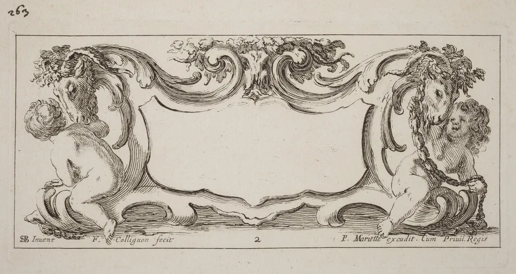 Cartouche, by François Collignon, ink, 1646