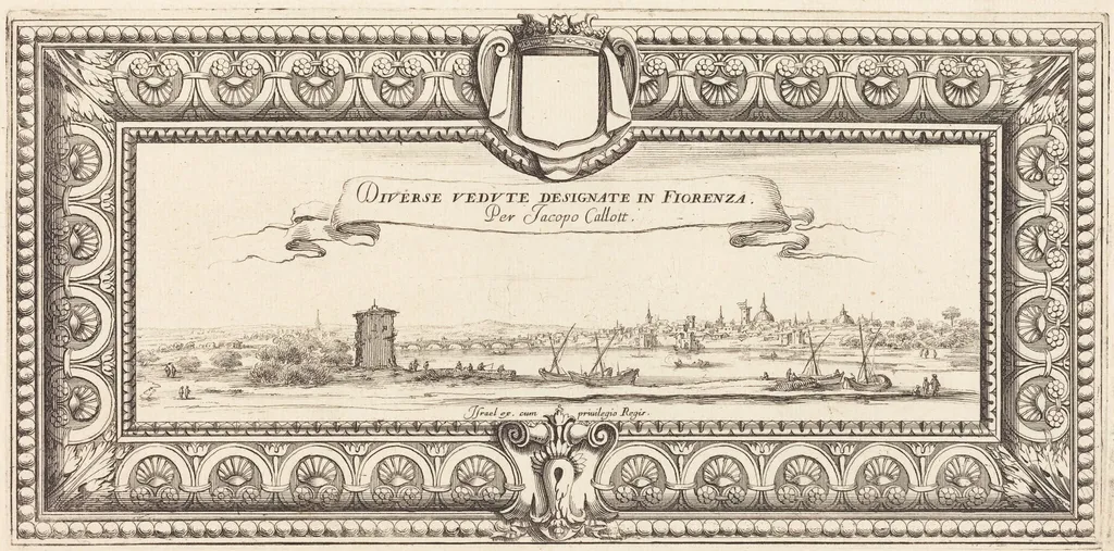 Title Page for Callot's "Various Italian Landscapes", by François Collignon, ink, 1630
