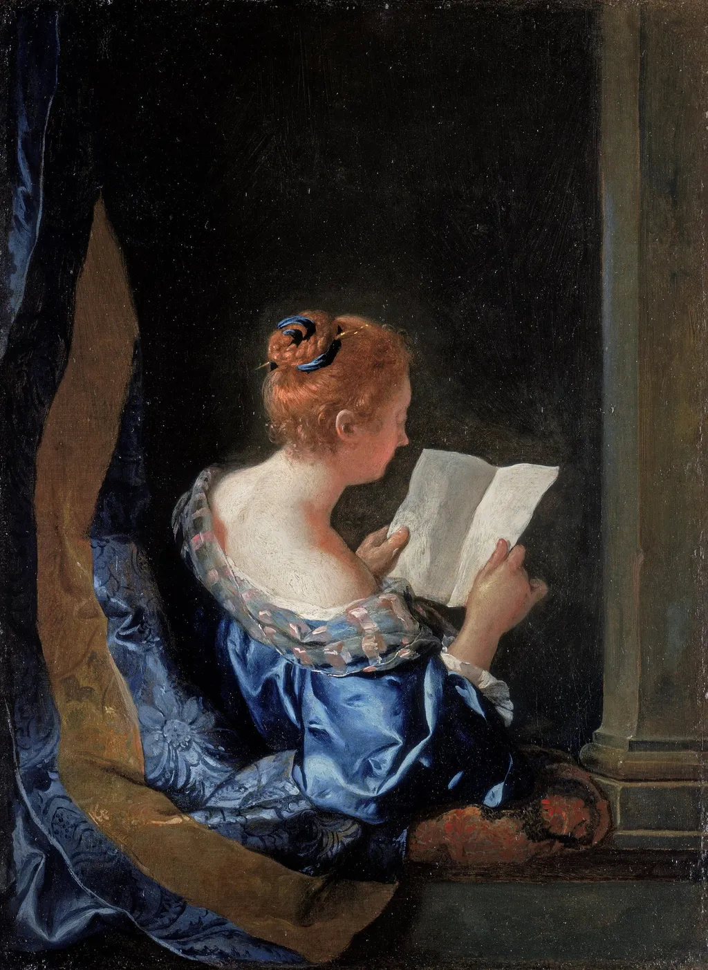 Woman Reading a letter, by François de Troy, oil, 1723