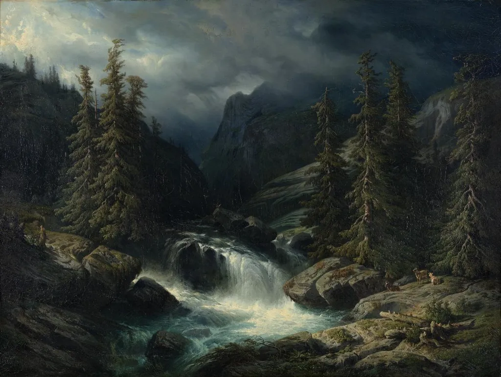 L'Aar à la Handeck, by François Diday, oil, 1854