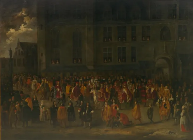Cavalcade of the Knights of the Golden Fleece leaving the Palace of Brussels, by François Duchatel, oil, 1650