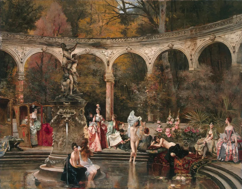 Bathing of Court Ladies in the 18th Century, by François Flameng, oil, 1894