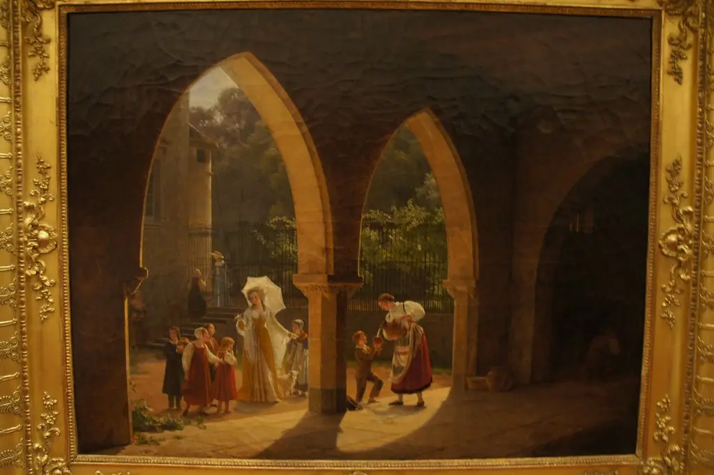 Madame Elisabeth de France assistant à la distribution du lait dans sa maison de Montreuil, by François Fleury-Richard