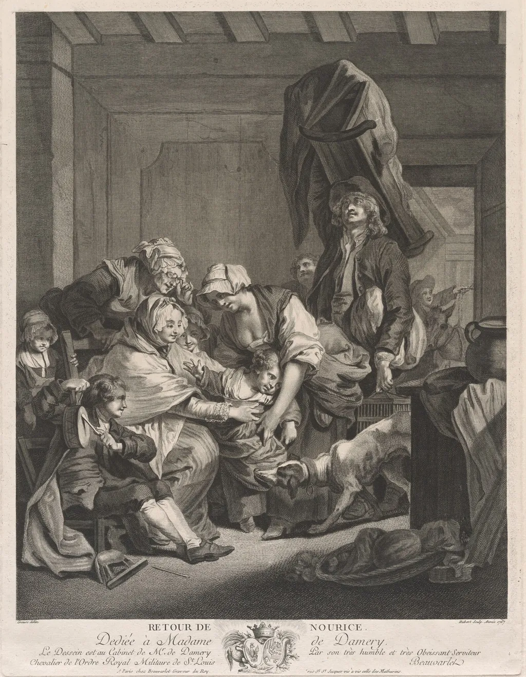 Retour de Nour(r)ice (Return from the Wet Nurse), by François Hubert, ink, 1767