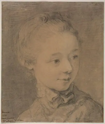Head of a Young Girl Turning toward the Right, by François-Hubert Drouais