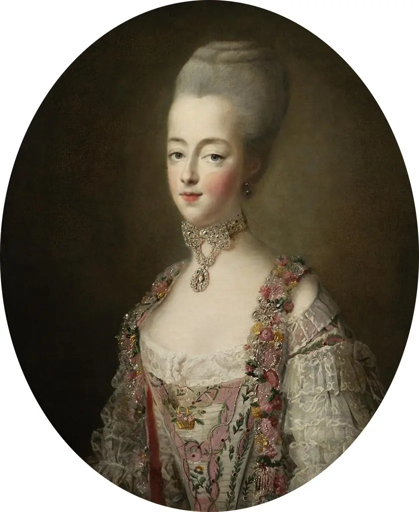 Marie Antoinette, Queen of France, in a court dress, by François-Hubert Drouais