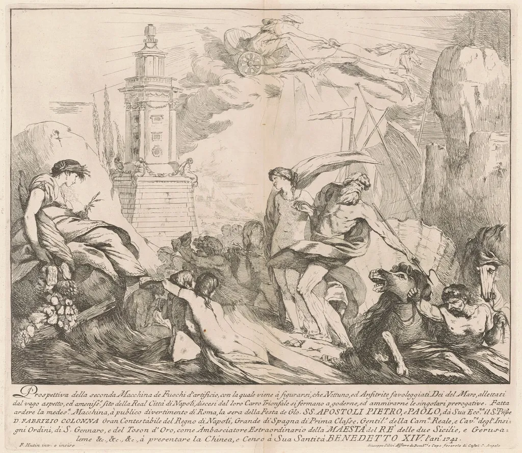 The Seconda Macchina for the Chinea of 1741: Neptune and Amphitrite, by François Hutin, ink, 1741
