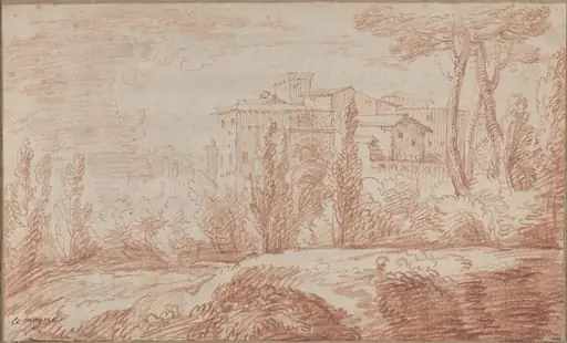 An Italian Walled Town Seen through Trees, by François Le Moyne