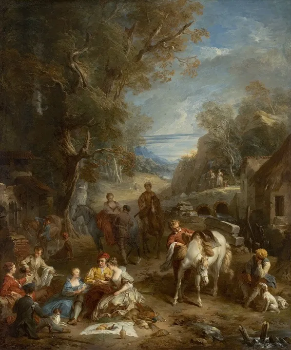 The hunt lunch, by François Lemoyne, oil, 1730
