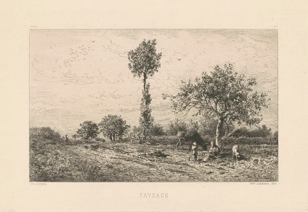 Paysage, by François Liénard, ink