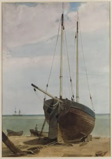 Deal Lugger and Boats, by François Louis Thomas Francia