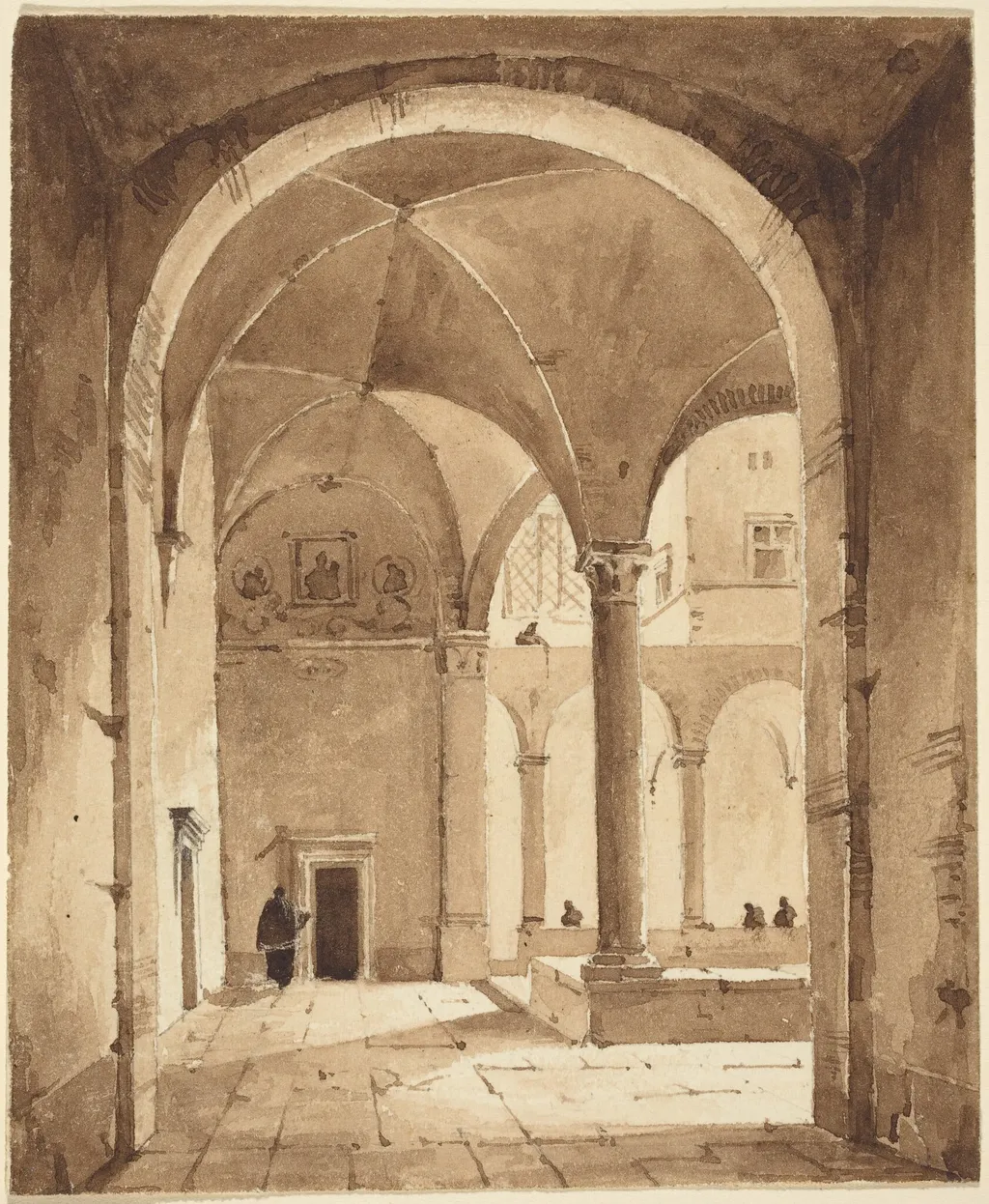 A Cloister, by François Marius Granet, graphite, 1812