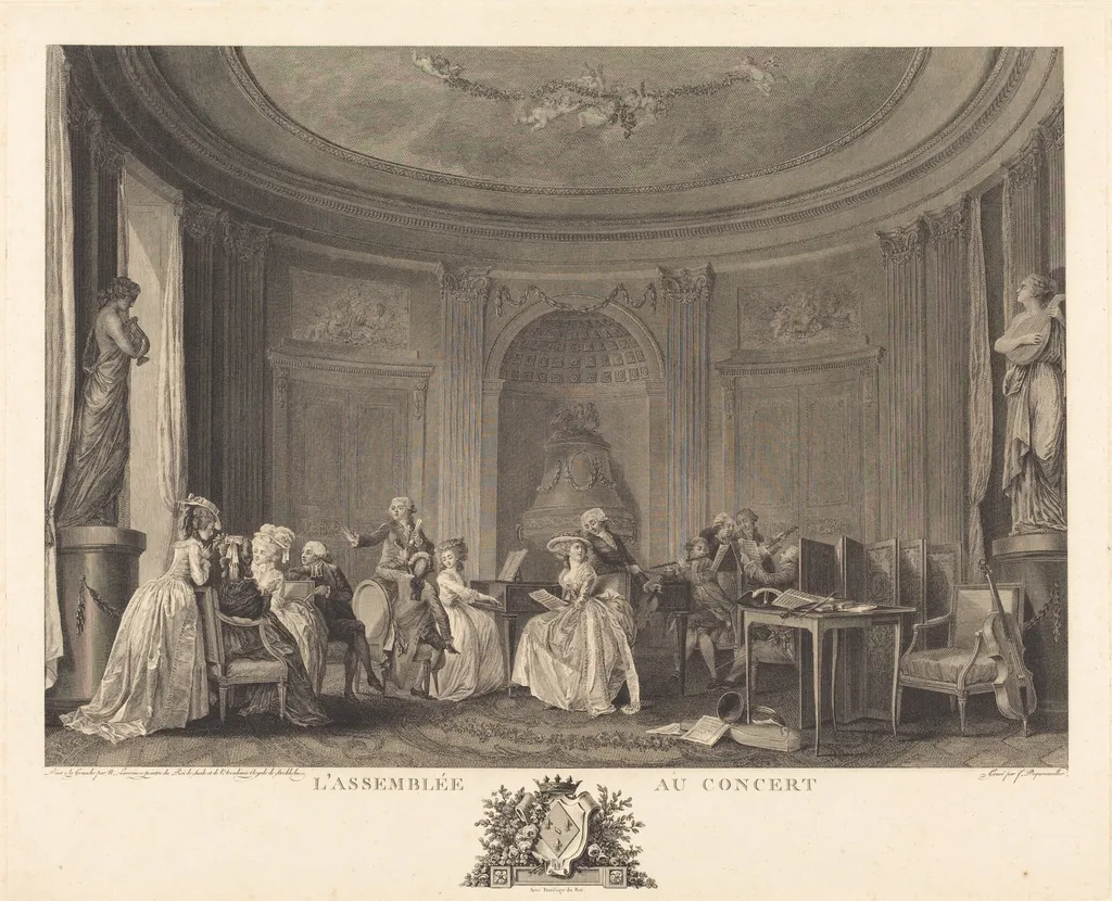 L'assemblee au concert, by Francois-Nicolas-Barthelemy Dequevauviller, ink, 1784