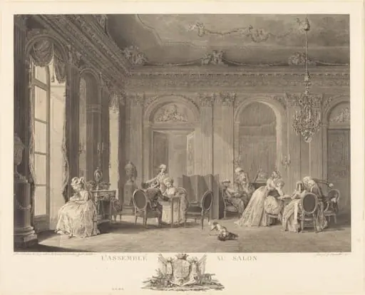 L'assemblee au salon, by Francois-Nicolas-Barthelemy Dequevauviller