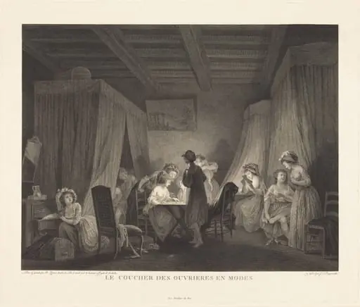 Le coucher des ouvrieres en modes, by Francois-Nicolas-Barthelemy Dequevauviller