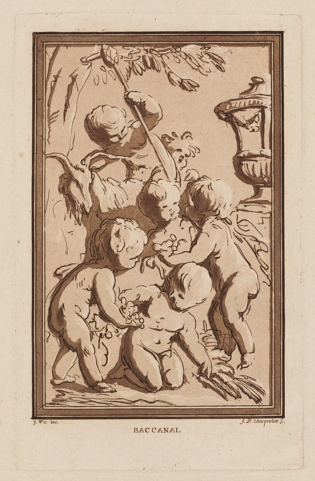 Bacchanale, by François-Philippe Charpentier, ink, 1766