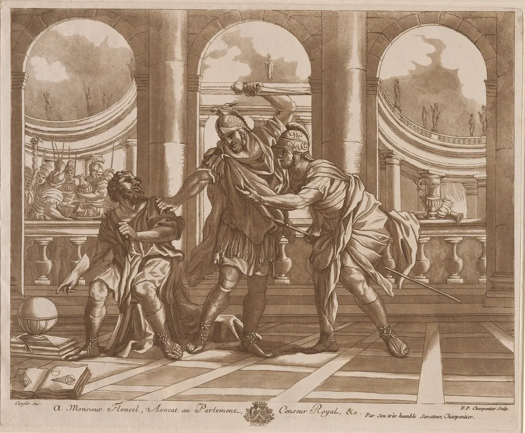 Death of Archimedes, by François-Philippe Charpentier, ink, 1766