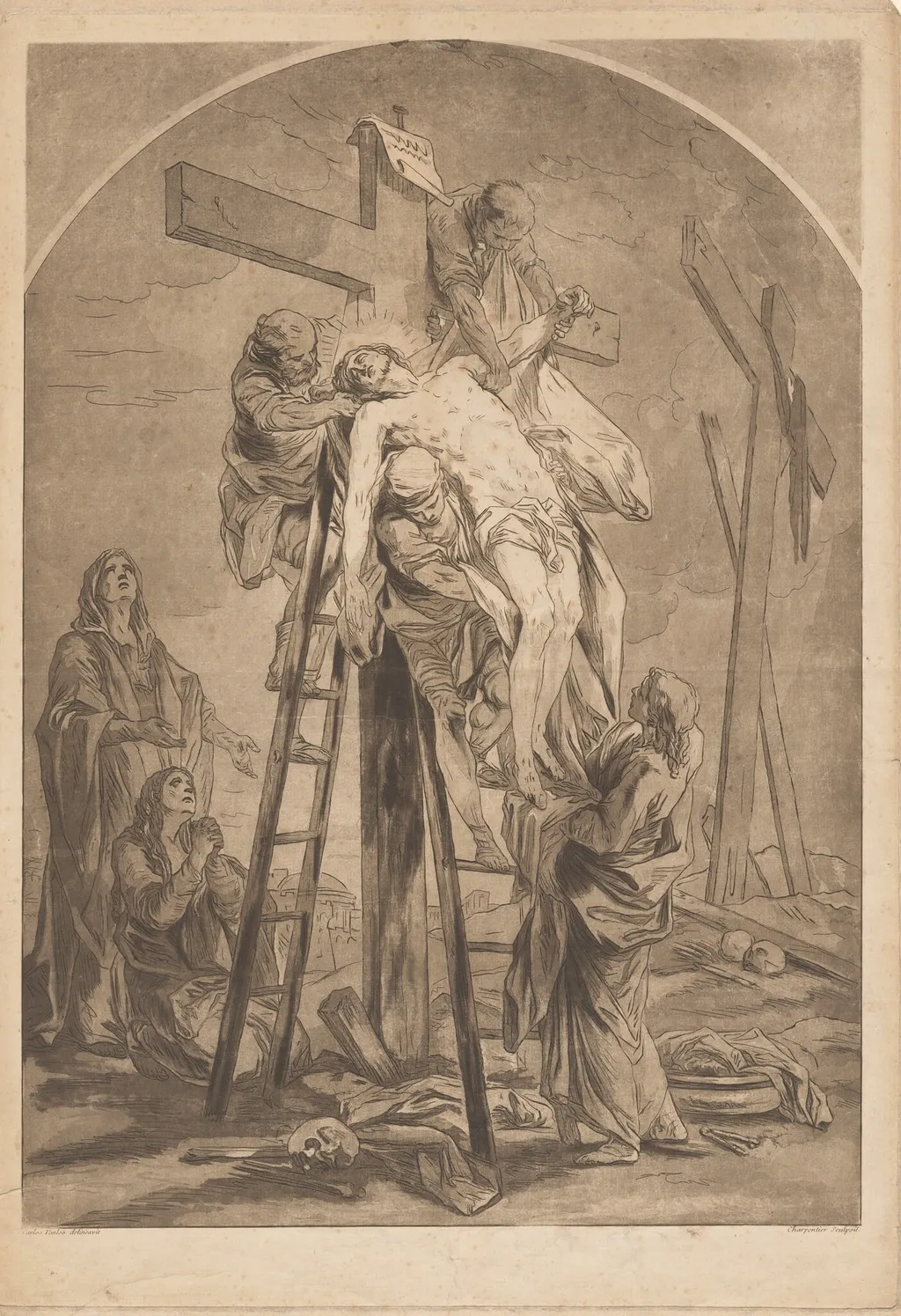 Descent from the Cross, by François-Philippe Charpentier, ink, 1762