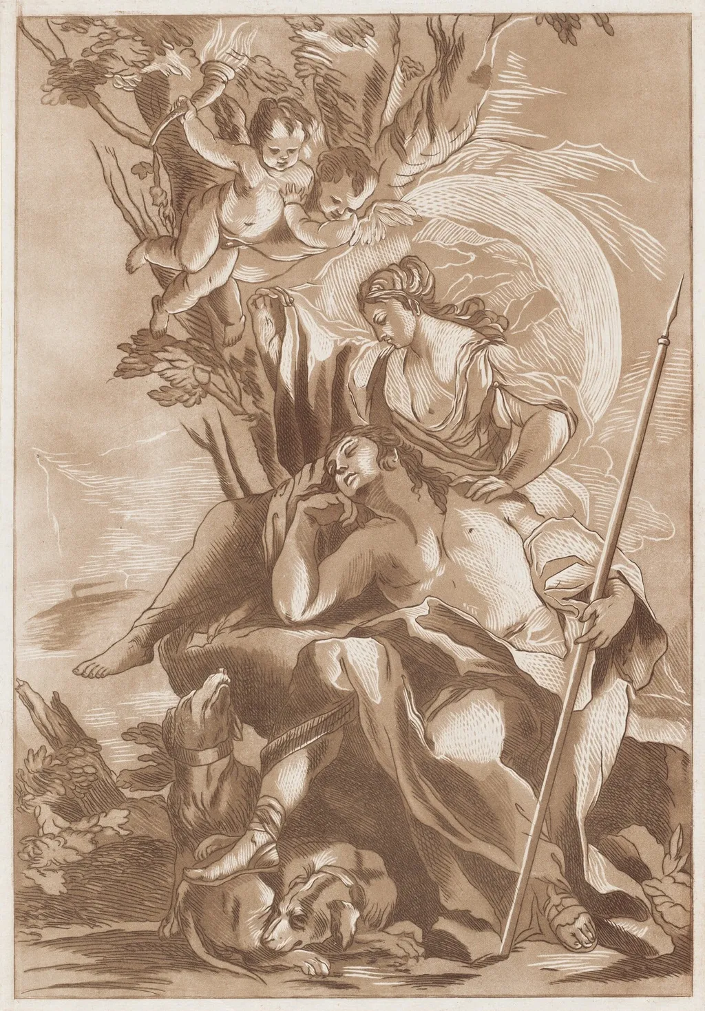 Diana and Endymion, by François-Philippe Charpentier, ink, 1763
