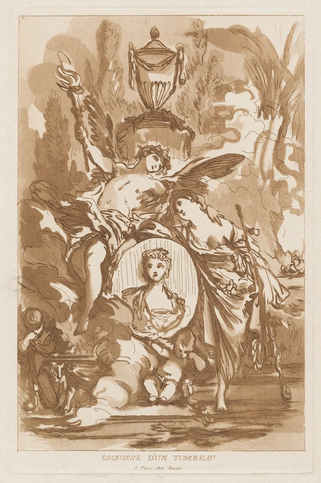 Esquisse d’un tombeau (Sketch for a Tomb), by François-Philippe Charpentier, ink, 1766
