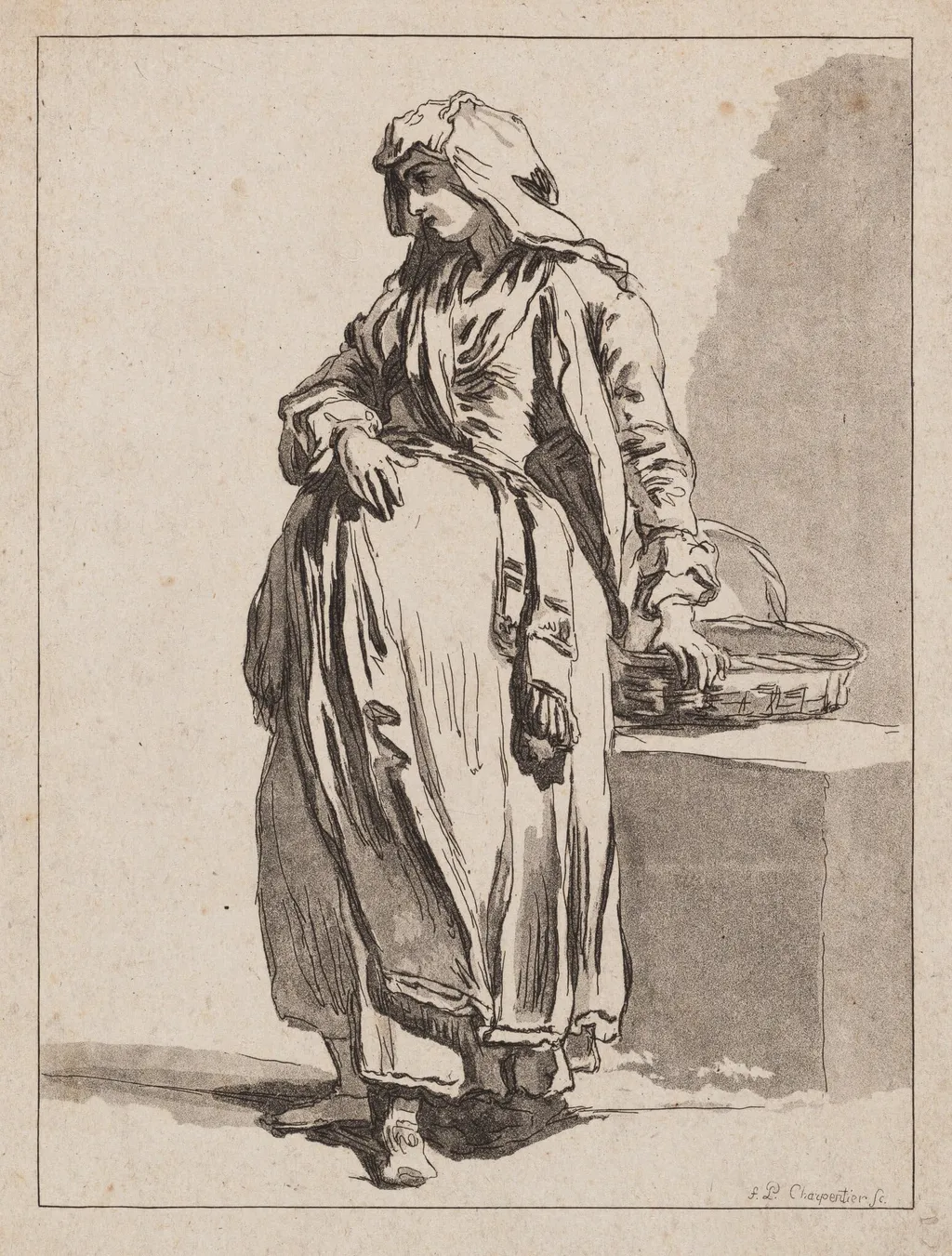 Italian Peasant Woman, by François-Philippe Charpentier, ink, 1764