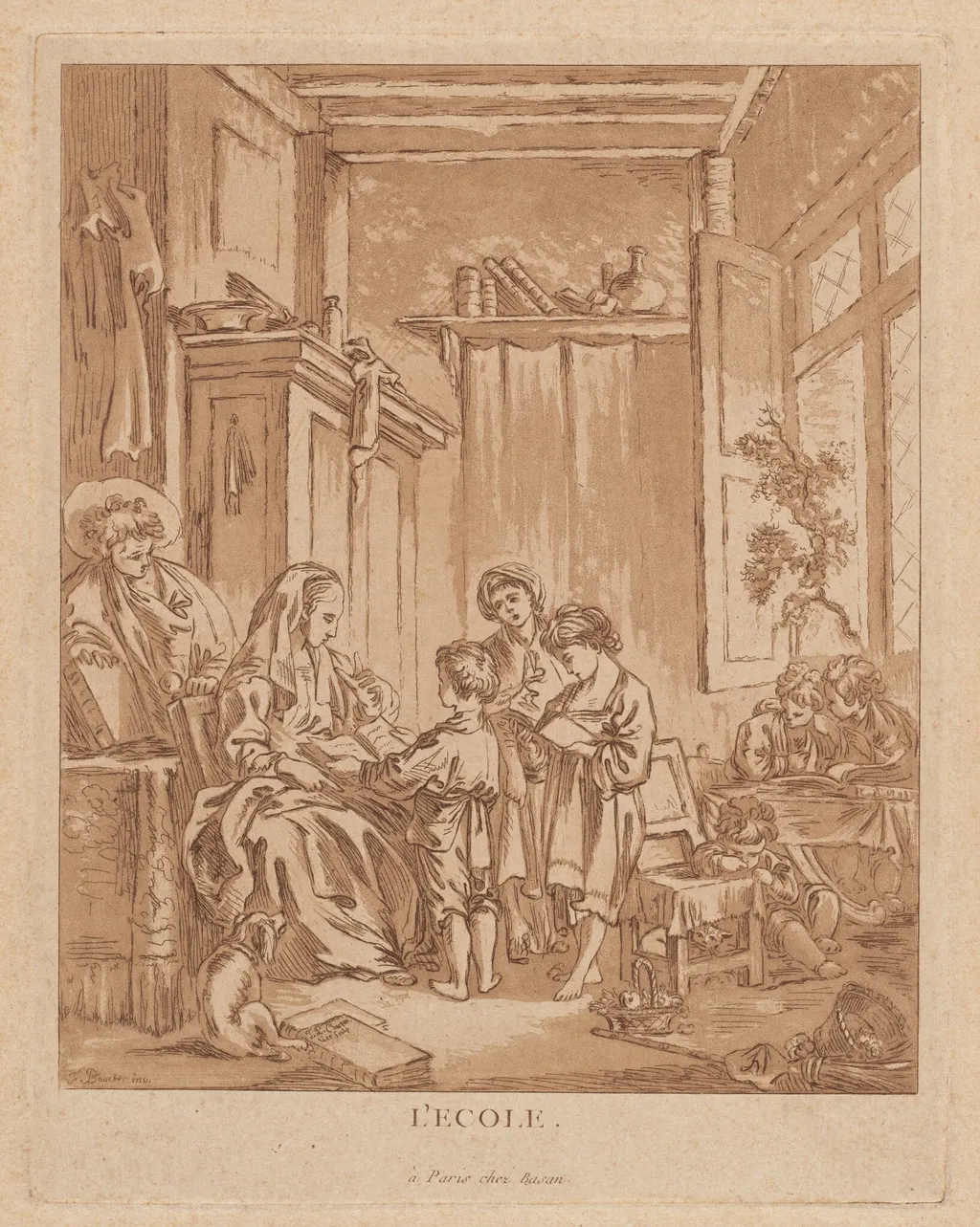 L’École (The School), by François-Philippe Charpentier, ink, 1766