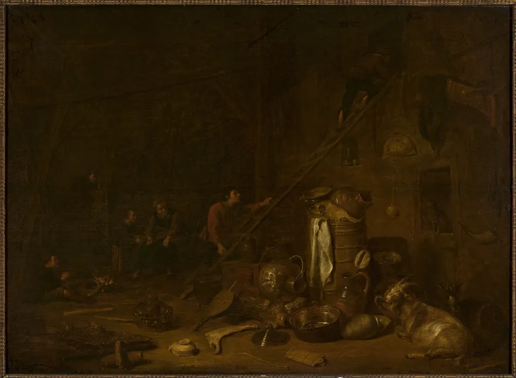 Excursion to the attic, by François Ryckhals, oil, 1637