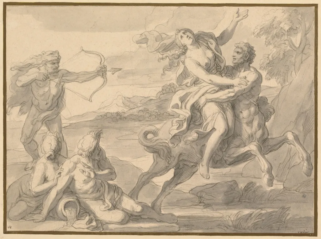 The Rape of Deianira, by François Verdier, chalk, 1674