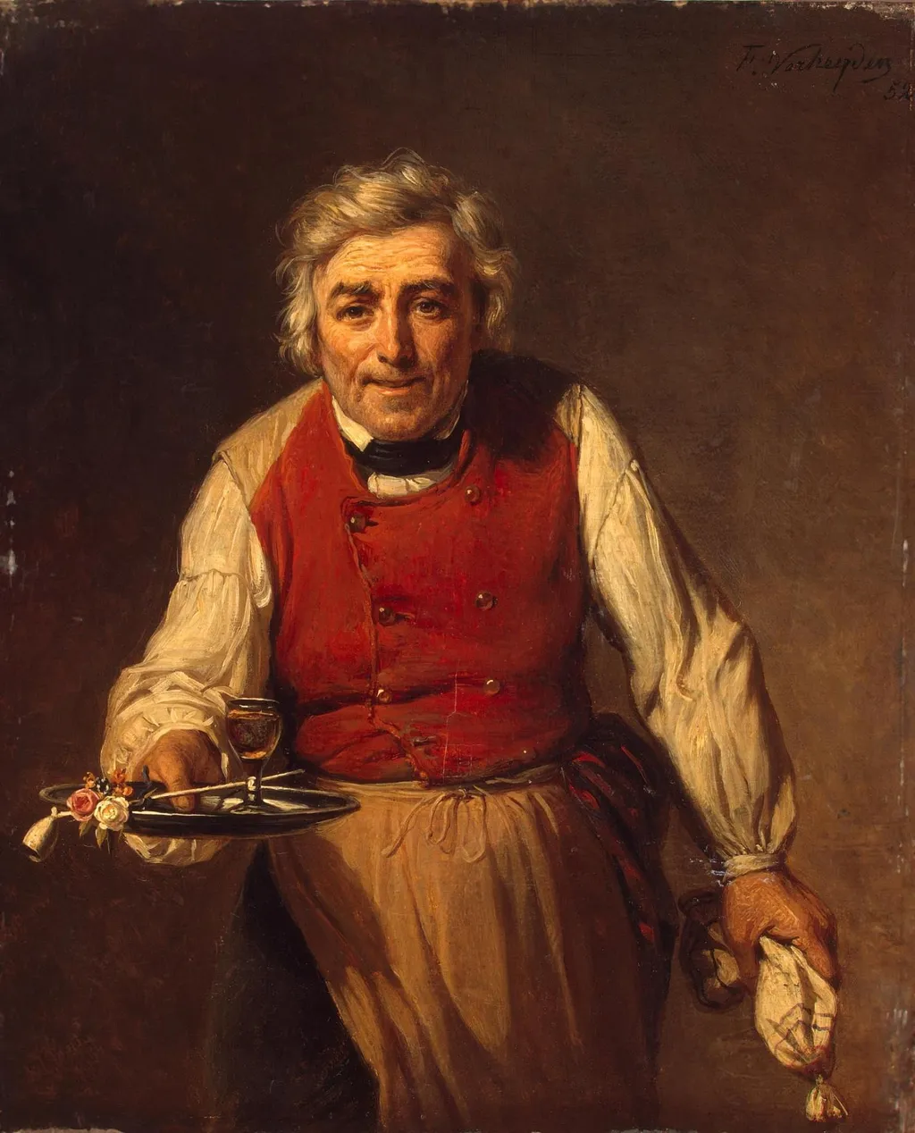 Servant with a Tray, by François Verheyden, oil, 1852