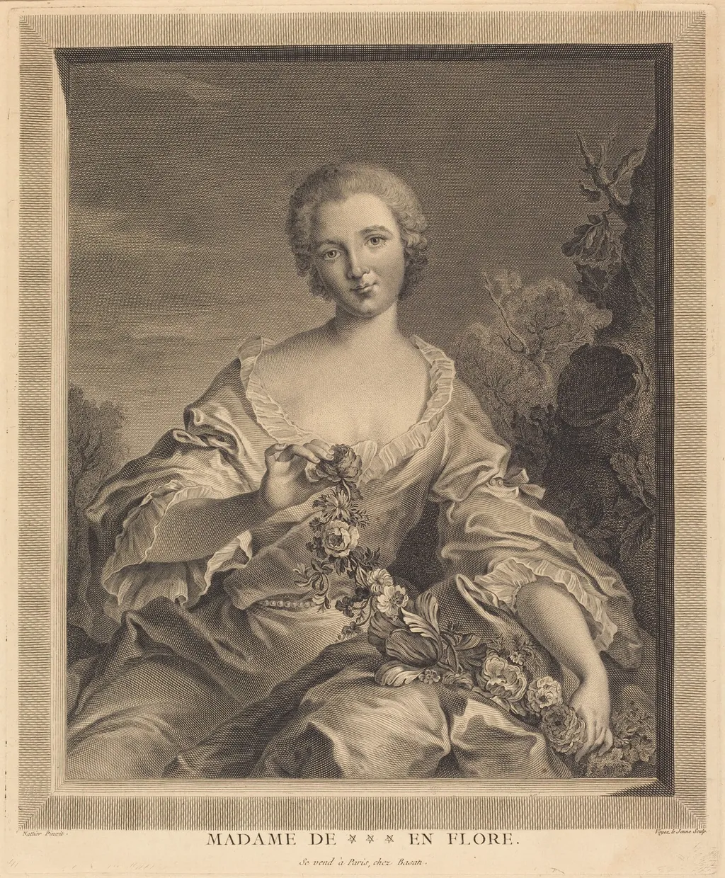 Mme. XXX en Flore, by François Voyez, ink, 1776