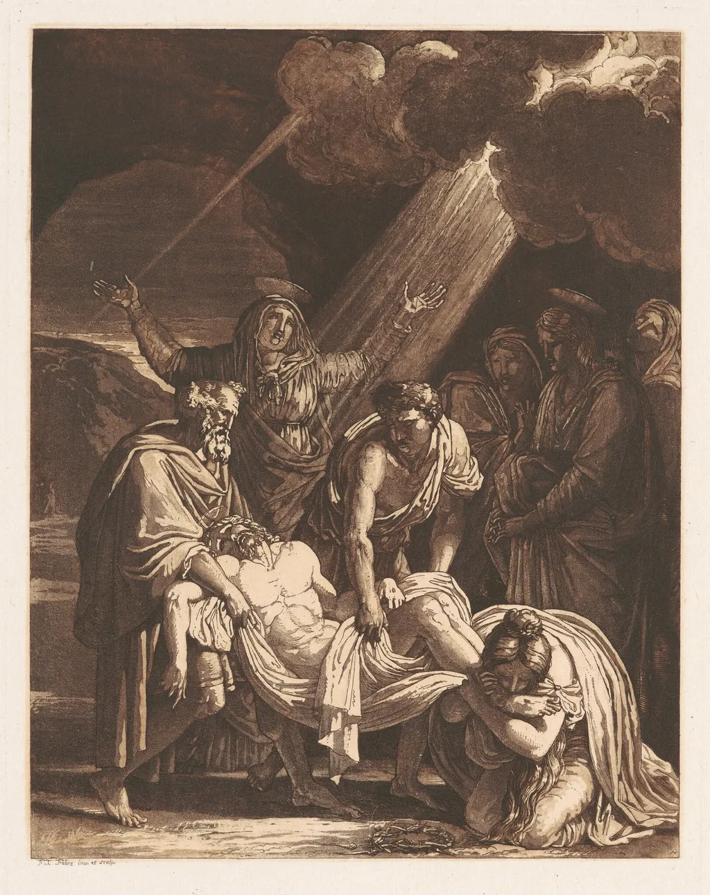 Christ Carried to the Tomb, by François-Xavier Fabre, ink, 1810