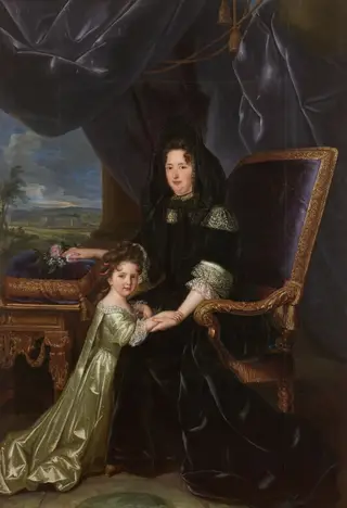 Françoise Charlotte d'Aubigné with her aunt Madame de Maintenon., by Louis Ferdinand Elle the Younger