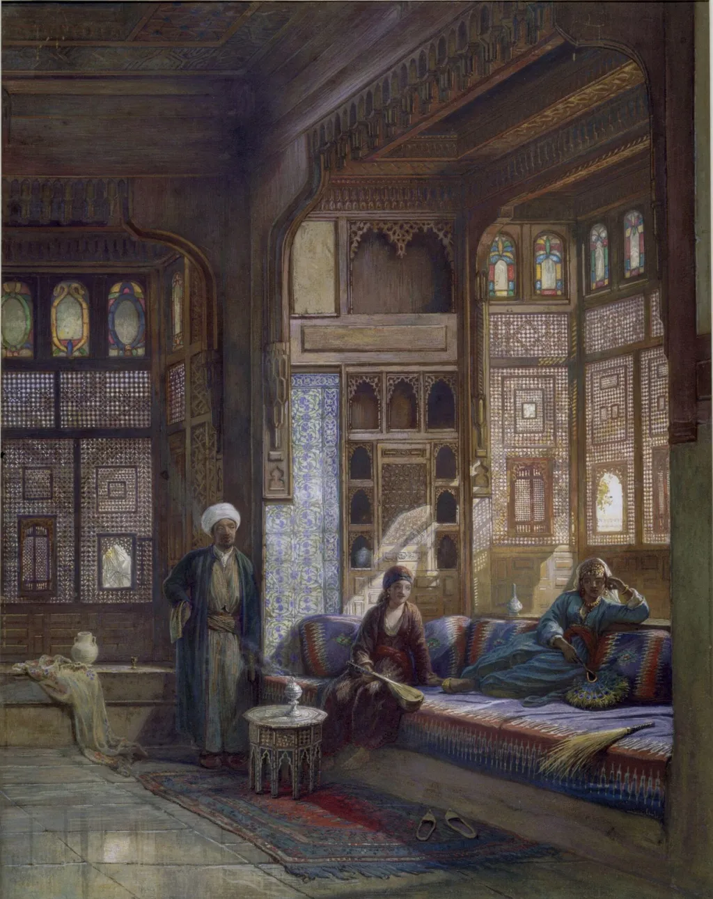 A room in the house of Shayk Sadat, Cairo, by Frank Dillon, watercolor, 1875