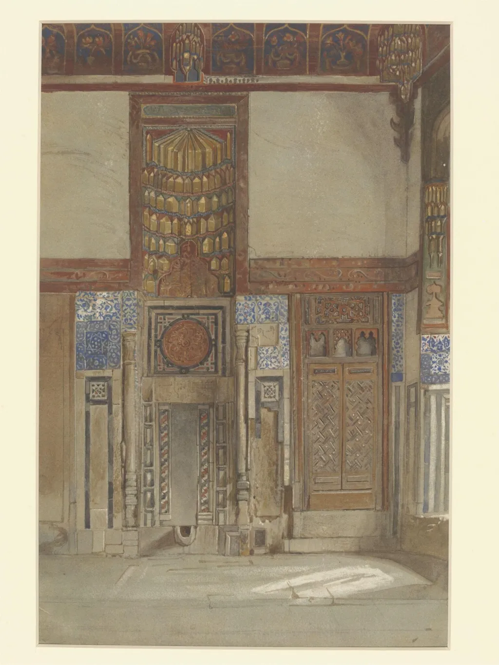 An Interior (the Eastern End) in the House of the Mufti Sheikh El Mahadi, by Frank Dillon, watercolor, 1874