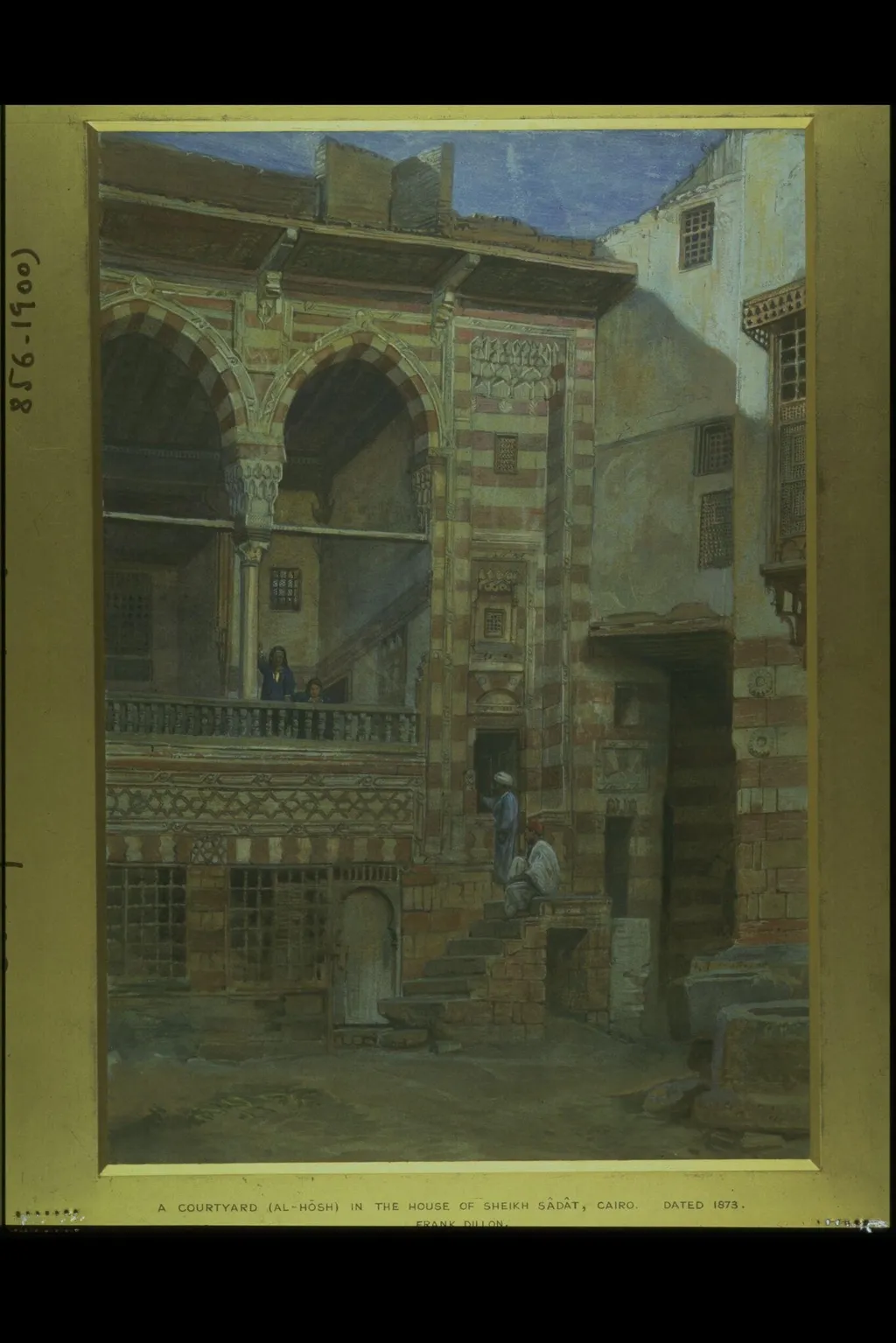 Courtyard and Maq'ad (Loggia) of the Mufti House in Cairo, by Frank Dillon, watercolor, 1873