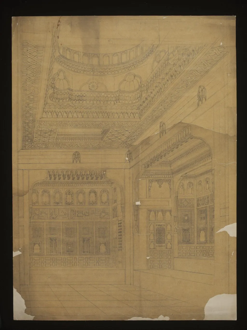 Drawing of the House of Sheik Sadat, Cairo, by Frank Dillon, 1823