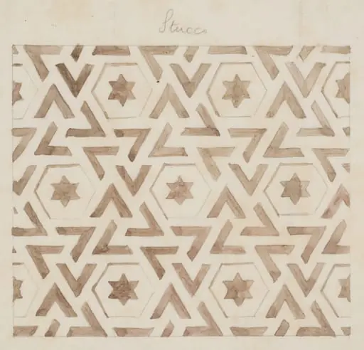 One of 16 drawings and tracings of Saracenic pavements, ornament, lattices etc in Cairo, by Frank Dillon