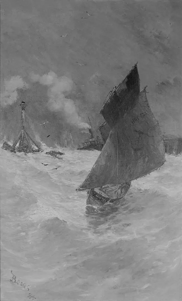A Rough Day—Harbor of Honfleur, by Frank Myers Boggs