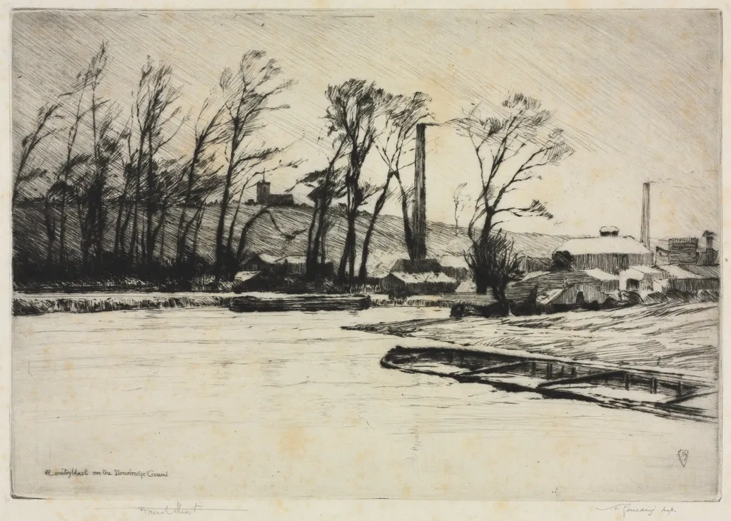 A Wintry Blast on the Stourbridge Canal, by Frank Short, 1890