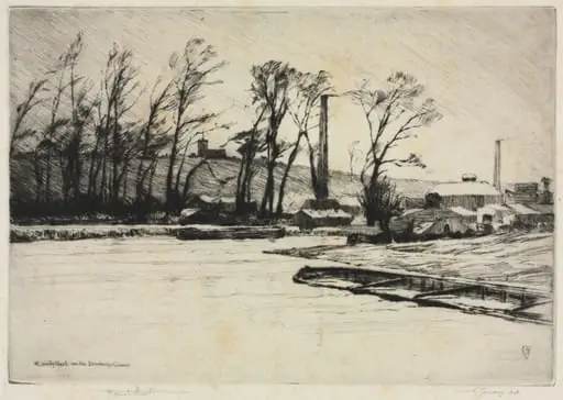 A Wintry Blast on the Stourbridge Canal, by Frank Short