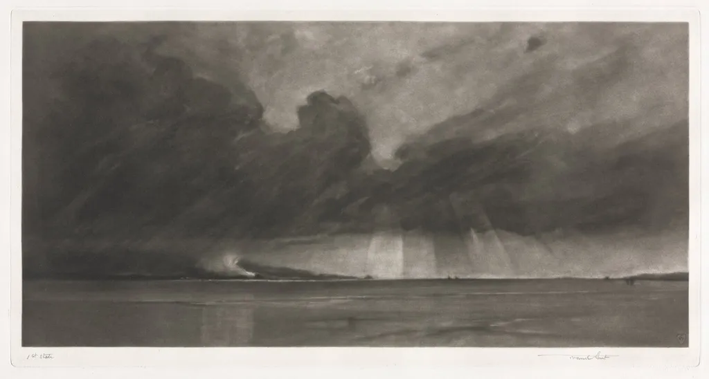Cloud March over the Sands of Dee, by Frank Short, 1929