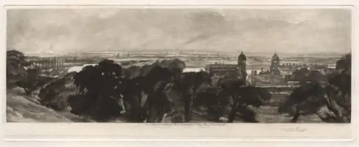 London from Greenwich, by Frank Short