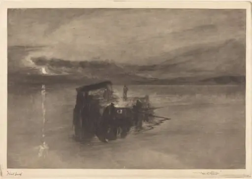 The Timber Raft on the Rhine, by Frank Short