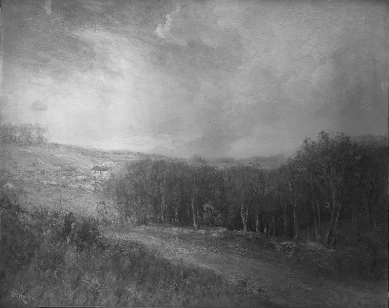Landscape, by Franklin De Haven, oil, 1900