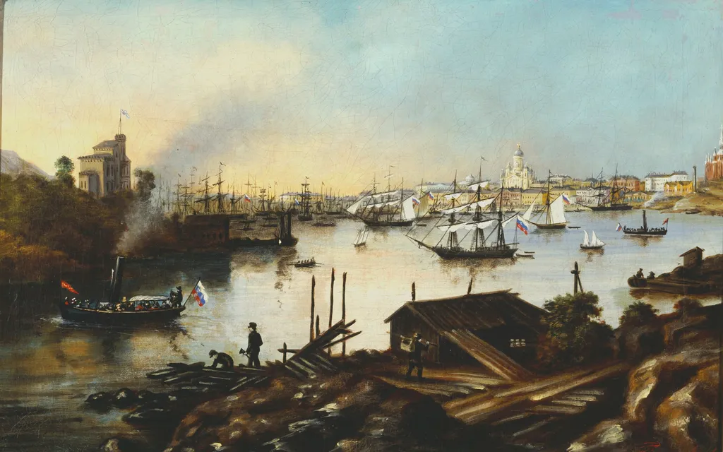 Näkymä Valkosaarelta Eteläsatamaan, by Frans Constantin Lohm
